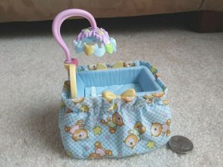 Fp Loving Family Dollhouse - Blue Baby Crib Cradle Bassinet Mobile 2007 Nursery