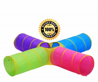 Kids Fun 4 - Way Multi - Color Play Tunnels.  8ft Long W/ Carry Case.  Easy Exp Ship