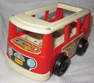 Vintage Fisher Price 1969 Mini - Bus 141 with 5 Little People (3 are wood) 5