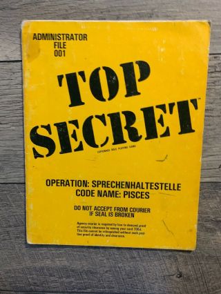 Top Secret Companion TSR rpg book,  Administrators Guide,  File 001&Lady Distress 4