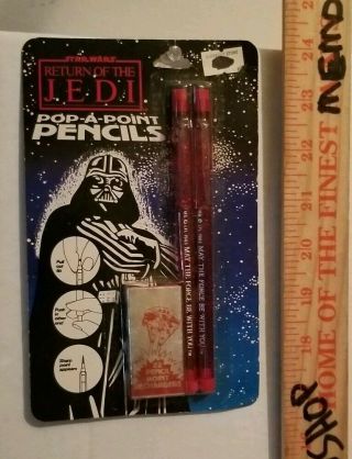 Vintage 1983 Star Wars Rotj Darth Vader Pop - A - Point Pencils Moc Rare