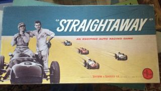 Vintage 1961 " Straightaway - An Exciting Auto Racing Game " By Selchow & Righter