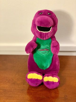 Lyons 10 " Plush Singing Barney The Dinosaur Purple Golden Bear Vtg I Love You