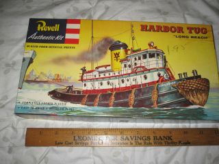 Box Plastic Model Kit Revell Harbor Tug Long Beach 1958 Unbuilt Decals