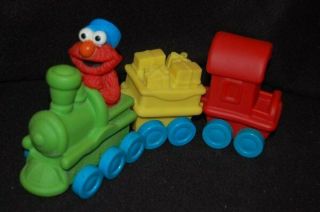 Vintage Sesame Street Elmo Train Engineer And Cars By Illco