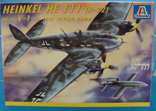 1/72 Italeri 037 German Heinkel He 111 H - 22 With V - 1 Fi - 103 Model Airplane Kit