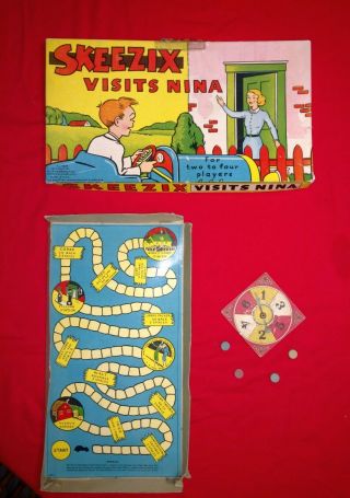Skeezix Visits Nina No.  4525 Milton Bradley 1930 Vintage Board Game Complete