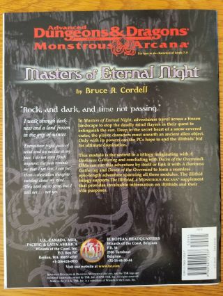 MASTERS OF ETERNAL NIGHT AD&D 2E Monstrous Arcana Mindflayers Game Module TSR 2