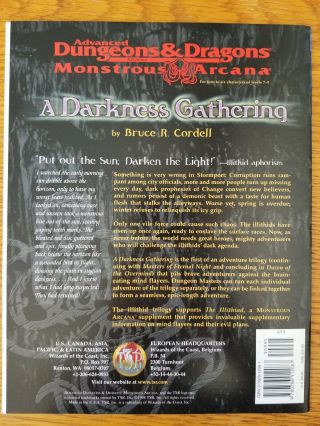 A DARKNESS GATHERING AD&D 2E Monstrous Arcana Mindflayers Game Module TSR 2