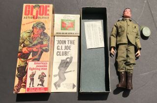 1964 Gi Joe Action Soldier Baby Feet Black Hair Dog Tag Hat Paperwork