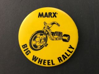 Marx Big Wheel Rally Vintage 3 " Promo Pinback Button Rare Toy Tricycle Retro