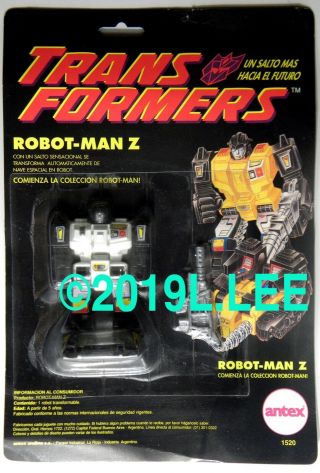 Hasbro Transformers Robot - Man Z Antex Made In Argentina Rare G1 Twin Twist Card