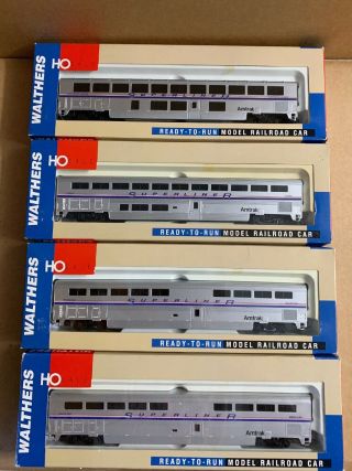 4 Walthers Ho Scale Amtrak Superliner Passenger Cars Phase Ll