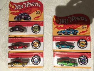 Hot Wheels 50th Anniversary Redline Set.  Us Carded With 50th Emblem On Card.