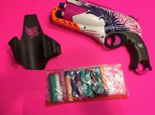 Nerf Rebelle Sweet Revenge Hammer Strike Revolver W/ Holster Hasbro Dart Gun Toy