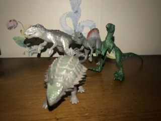 Mattel Mini Dino Rivals Ankylosaurus Indominus Rex Spinosaurus Velociraptor Lot4