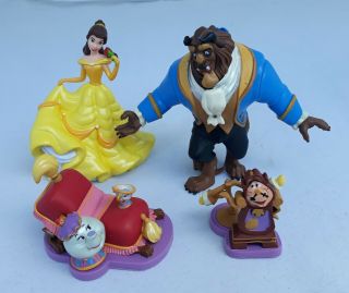 Disney Beauty & The Beast Princess Belle - Beast - Chip - Cogsworth Cake Topper Pvc 3 "
