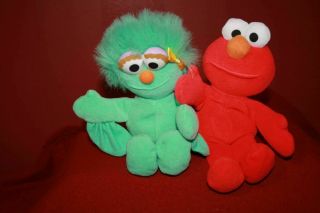 2 Vintage Tyco 1997 Sesame Street Jim Henson Elmo And Rosita Beanbag 7 " Plush