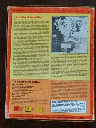 SPI War of the Ring Designer ' s Edition Wargame Mounted Board 1977 2
