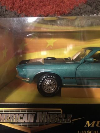 Ertl American Muscle 1969 Ford Mustang Mach 1 1:18 Scale Diecast Model Car Gold 2