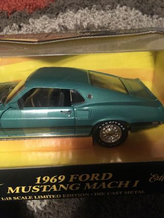 Ertl American Muscle 1969 Ford Mustang Mach 1 1:18 Scale Diecast Model Car Gold 4