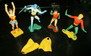 1966 Ideal Batman Justice League Playset - Batman,  Aquaman,  Robin,  Wonder Woman