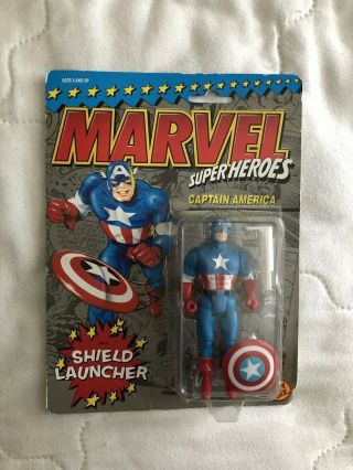 Marvel Superheroes Captain America Action Figure Moc 1990 W/ Sheild Launcher