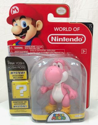 World Of Nintendo Mario Pink Yoshi Figure 4 " Inch Line Jakks 2015
