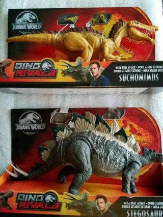 Jurassic World Dino Rivals Mega Dual Attack Stegosaurus Suchomimus