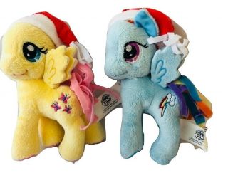 Hasbro My Little Pony Santa Rainbow Dash And Fluttershy Stuffed Animal Plush 6 "