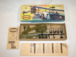 Vintage Plastic Model Kit Airplane Plane 1/4 " Scale Aurora French Nieuport Ii
