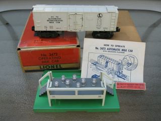 Lionel Postwar 3472 Operating Milk Car With Platform