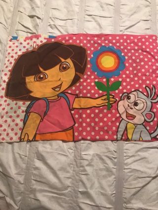 Dora And Boots Pillowcase Polka Dots Pink Vintage Fabric