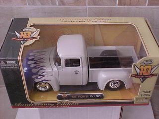 Jada Toys 10th Anniversary 1956 Ford F - 100 White With Flames 1/24 Scale Mib
