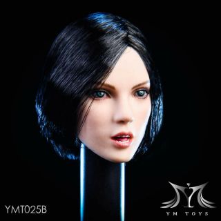 YMTOYS YMT025B 1/6 Black Short Hair Female Head Carving Head F 12  Pale Body 3