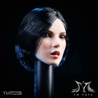 YMTOYS YMT025B 1/6 Black Short Hair Female Head Carving Head F 12  Pale Body 5