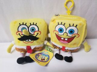 Set Of 2 1 With Tags Spongebob Squarepants Plush Nickelodeon Coin Clip Mustach