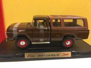 1/18 Road Signature 1959 Ford F - 250 F250 Pickup Truck Brown With Cap