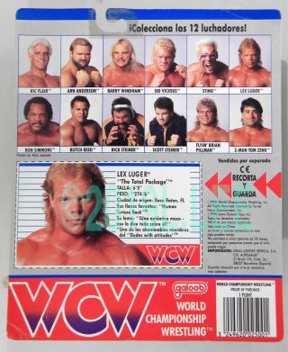 Galoob Toys WCW Wrestling Lex Luger blue trunks MOC rare Foreign card 2