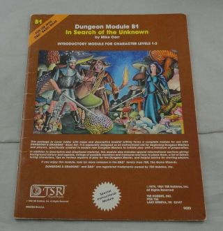 Dungeons & Dragons Modules B1 In Search Of The Unknown Tsr9023 Lvls 1 - 3 1981 D&d