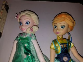 Disney Frozen Elsa & Anna Large 15 " Plush Dolls With Vinyl Faces - Just Play