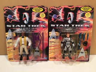 Playmates Star Trek Generations Pirate Worf And Kirk In Space Suit Figures Mosc