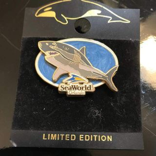 Seaworld Orlando Limited Edition Great White Shark Pin On Orig Orca Card
