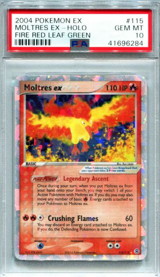Pokemon Psa 10 Gem Moltres Ex Fire Red Leaf Green Secret Rare Holo 115/112