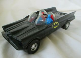 Vintage Batman Car Duncan Batmobile Plastic Dc Comics Red Interior Blue Figures