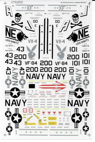 Open Envelope Microscale F - 14A Tomcat Low Vis,  VF - 1,  VF - 84,  VX - 4 Decals 1/48 327 2