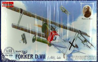 1/72 Roden Models Fokker D - Vii (albatros) Late Version German Fighter