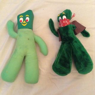 2 Gumby,  Stuffed Cloth Doll Plush Tv / Movie Character Toy