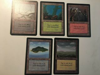 5 X Beta Lands Mtg Limited Edition Beta Magic One Of Each Land