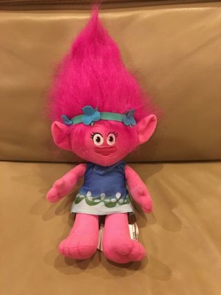 Trolls Princess Poppy Plush Girl Doll Troll Pink Stuffed 18” Dreamworks 2017 Toy